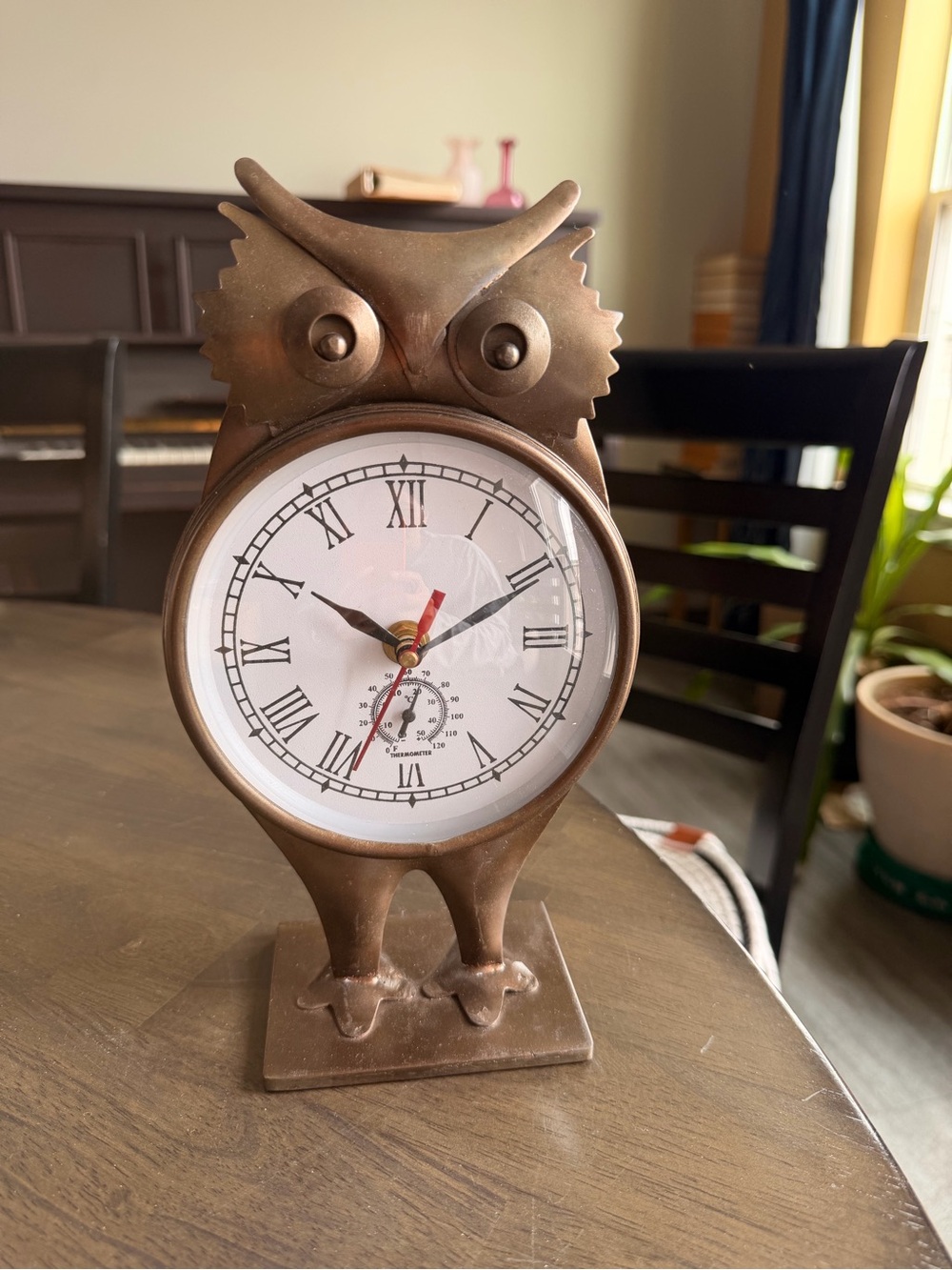 Bronze Owl Table Clock - Decorative Home Wall Decor